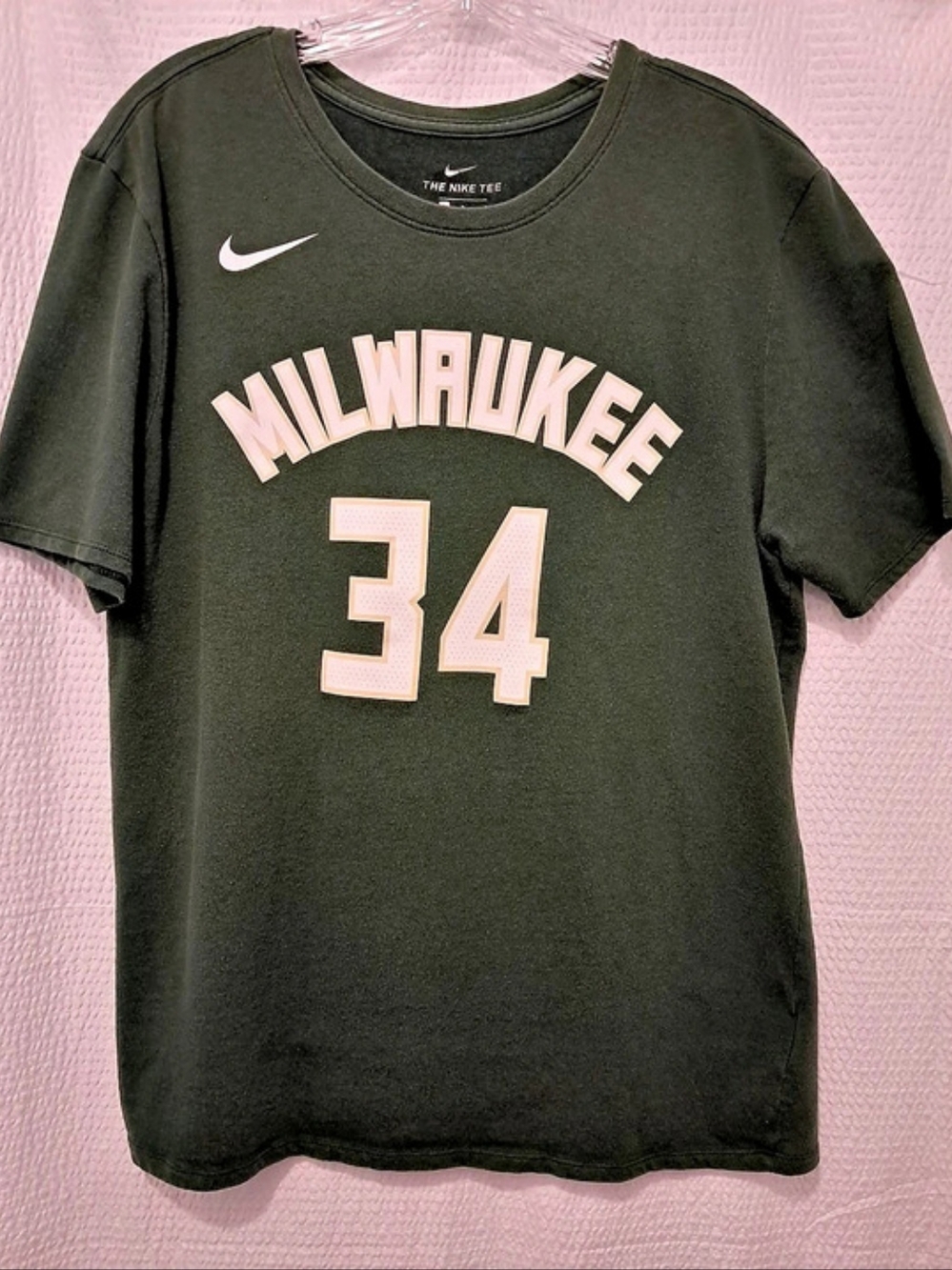Nike Milwaukee Bucks Giannis Antetokounmpo Nike Icon Name & Number T-Shirt #34